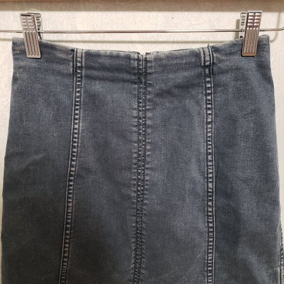 Free People Modern Femme Dark Blue Wash Denim Mini Skirt - Picture 5 of 9